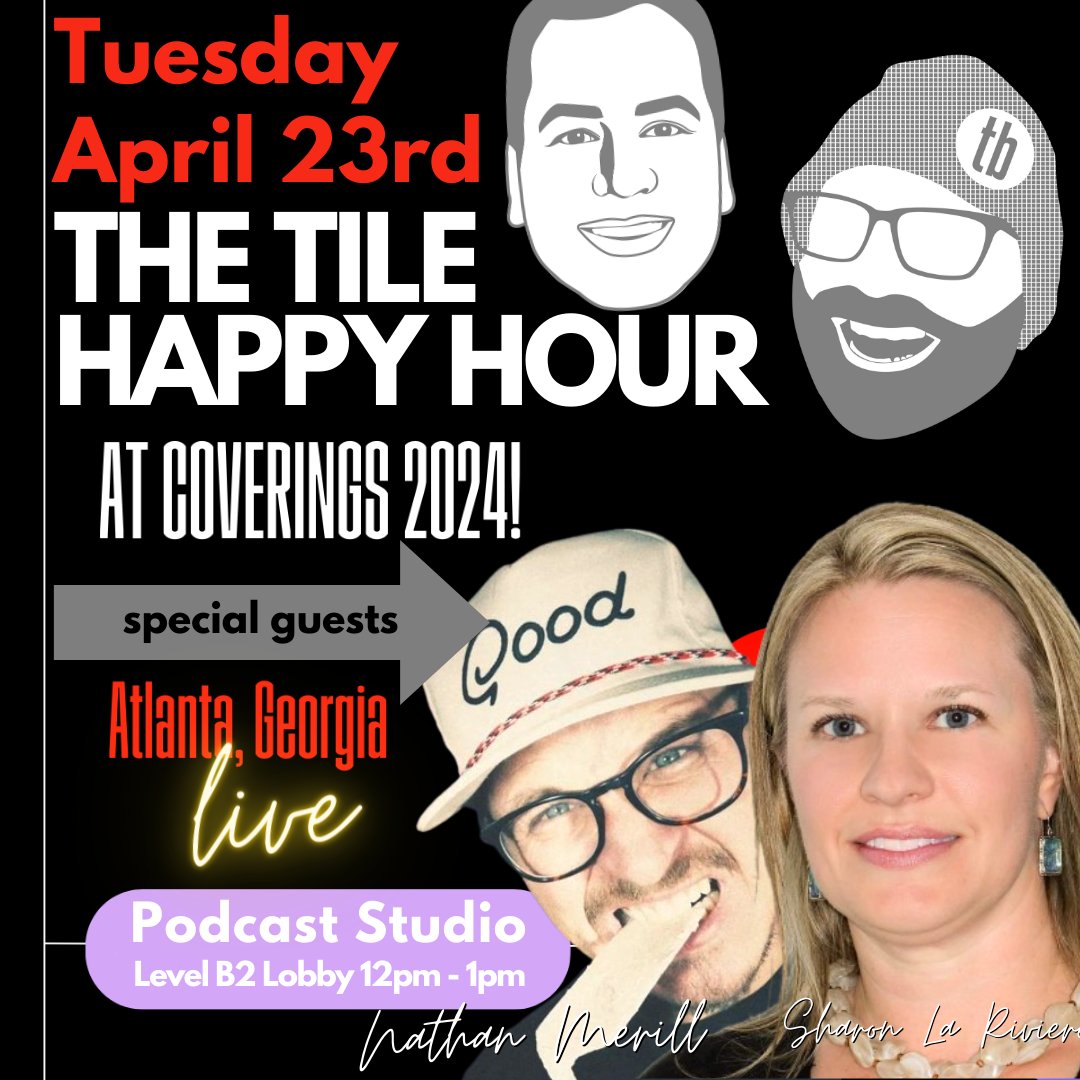 I am so excited about seeing my industry friends.  Come watch The Tile Happy Hour Live @Coverings we will have some special guests and I am sure I am going to learn something.  @tilebar #coverings2024 @LATICRETE
