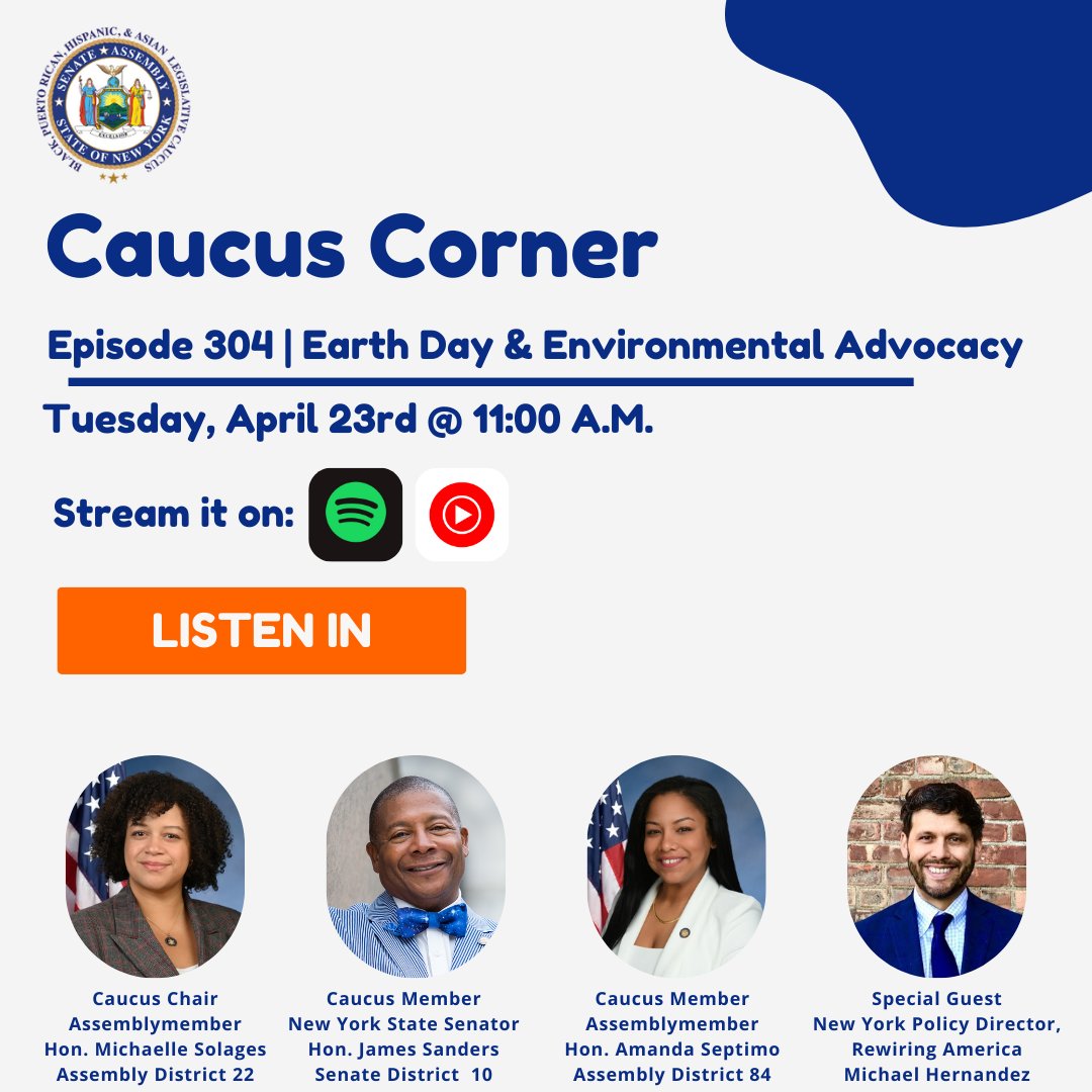 Tune in tomorrow at 11 a.m. for the newest episode of #CaucusCorner. To celebrate #Earthday2024, panelists will be discussing how environmental conservation & advocacy are shaping our state's legislation. #ADemandForJustice