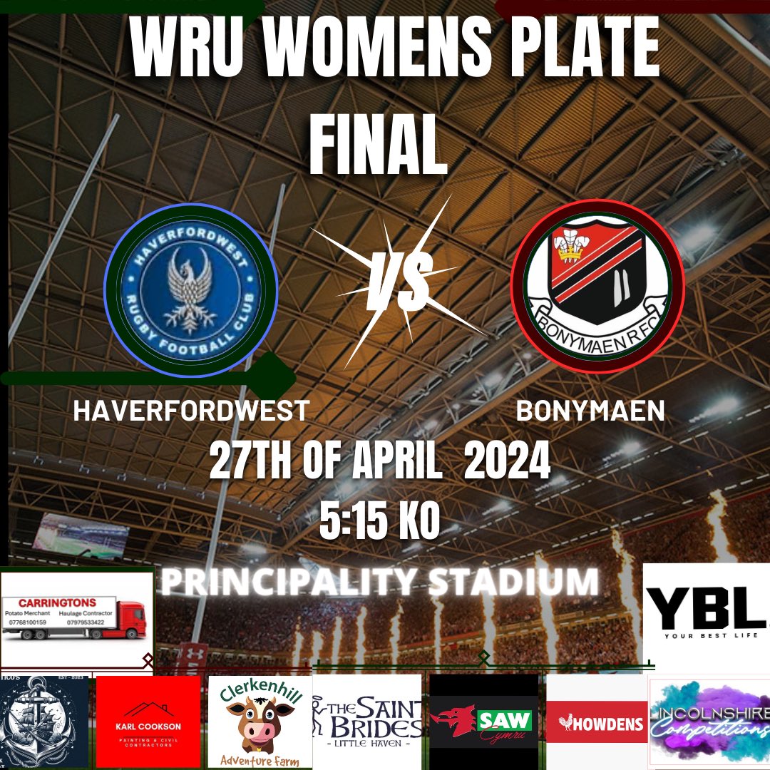 5 days until the plate final against Bonymaen Ladies! A big thank you to our sponsers for supporting the women’s game 💙
<a href="/WelshRugbyUnion/">Welsh Rugby Union 🏴󠁧󠁢󠁷󠁬󠁳󠁿</a> <a href="/waleswomenrugby/">Welsh Women's Rugby🏴󠁧󠁢󠁷󠁬󠁳󠁿</a> <a href="/AllWalesSport/">All Wales Sport</a> <a href="/sportpembs/">Sport Pembrokeshire / Chwaraeon Sir Benfro</a> <a href="/WRU_Community/">WRU Community - Wrth galon y genedl</a> <a href="/WRUWomenSupport/">WRU Women</a> <a href="/BackTheGirlsPod/">🏴󠁧󠁢󠁷󠁬󠁳󠁿 Back The Girls Podcast</a> <a href="/BBCSportWales/">BBC Sport Wales</a>