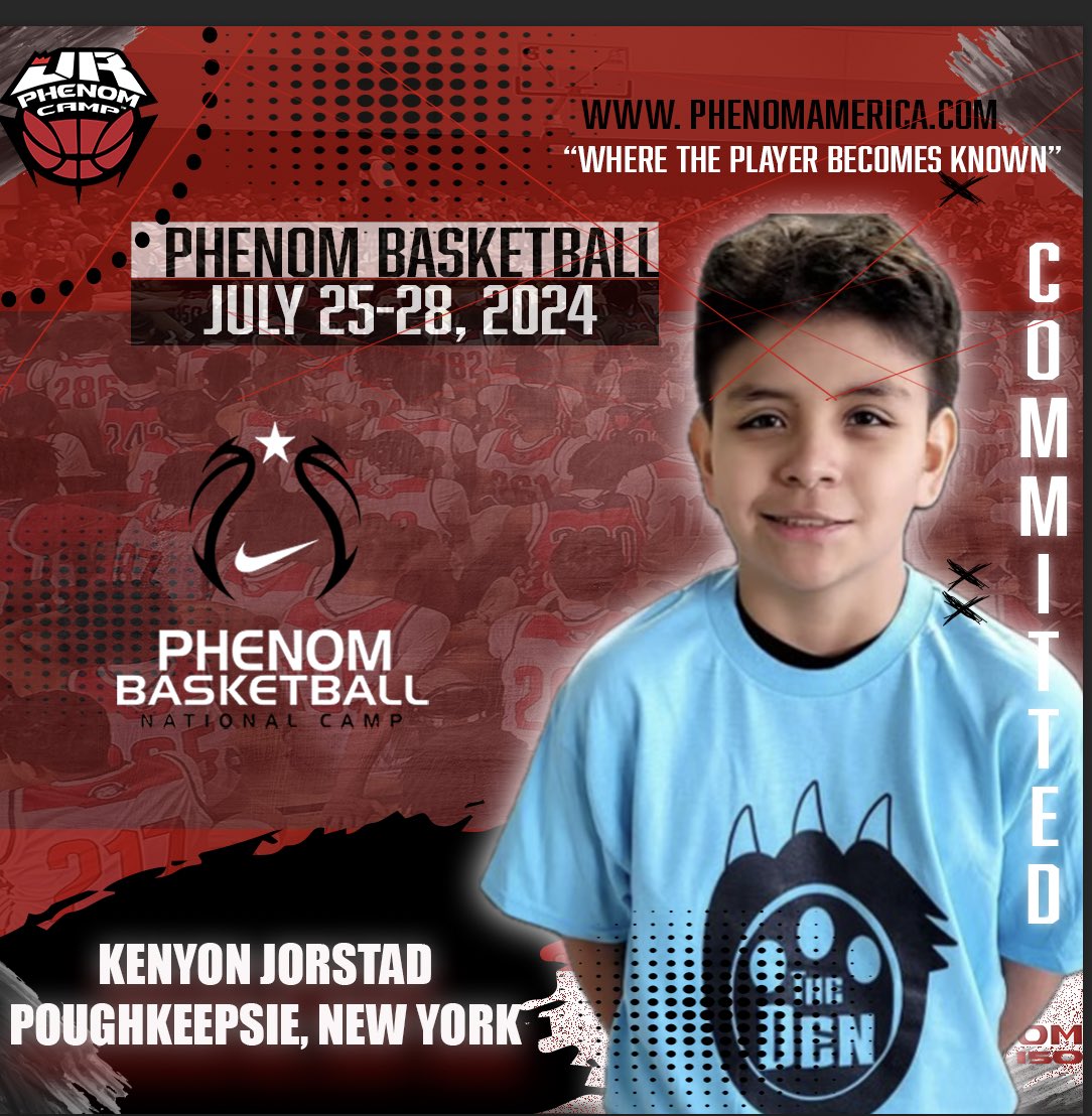 Phenom Basketball is excited to announce that Kenyon Jorstad from Poughkeepsie, New York will be attending the 2024 Phenom National Camp in Orange County, California on July 25-28!
.
.
#wheretheplayerbecomesknown
#PhenomAmerica #PhenomNationalCamp #Phenom150 #jrphenomcamp