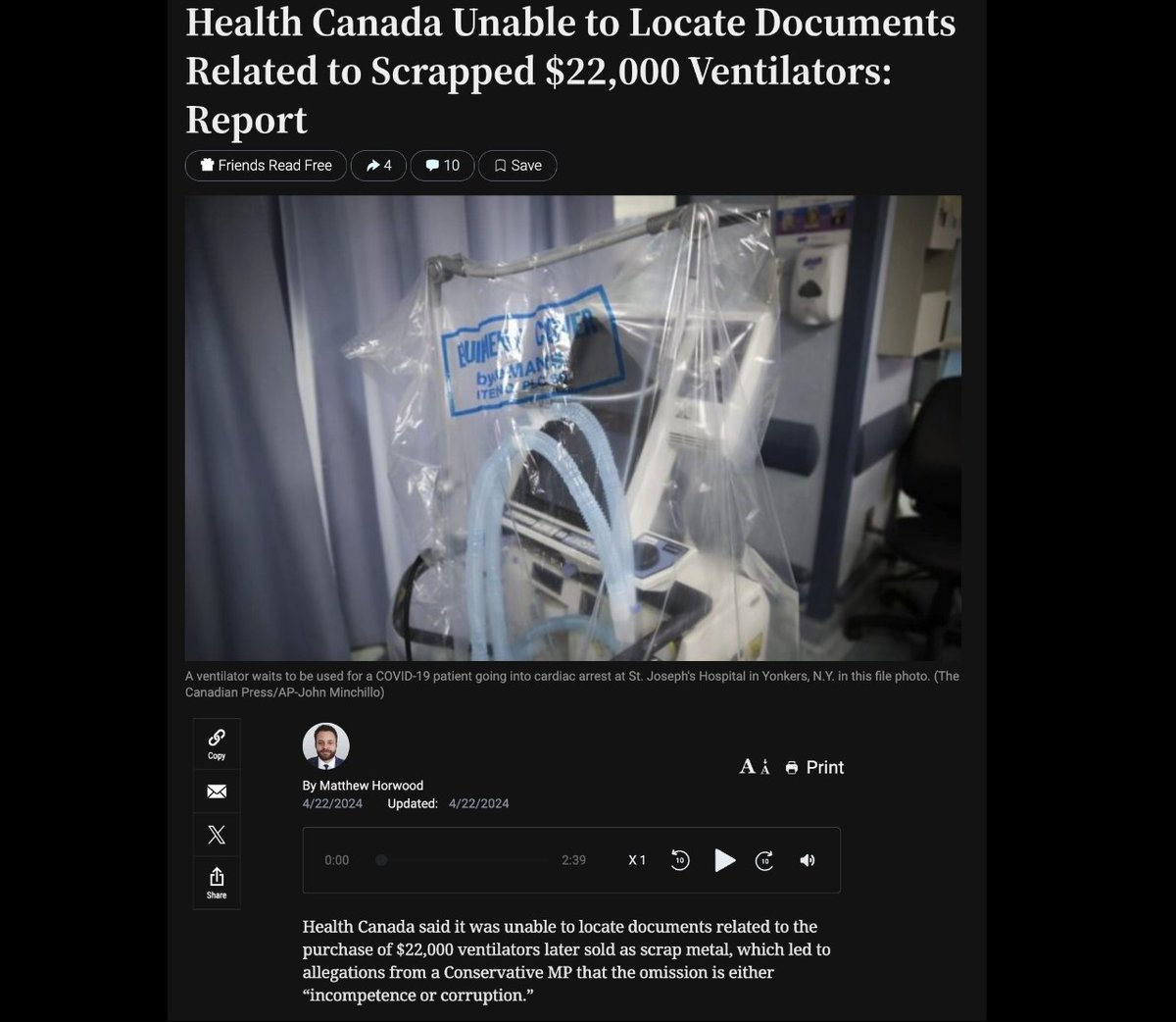 'Health Canada said it was unable to locate documents related to the purchase of $22,000 ventilators later sold as scrap metal' Ottawa is a corrupt, money-wasting machine. Alberta's independence is the solution to our chronic Ottawa problem. theepochtimes.com/world/health-c…