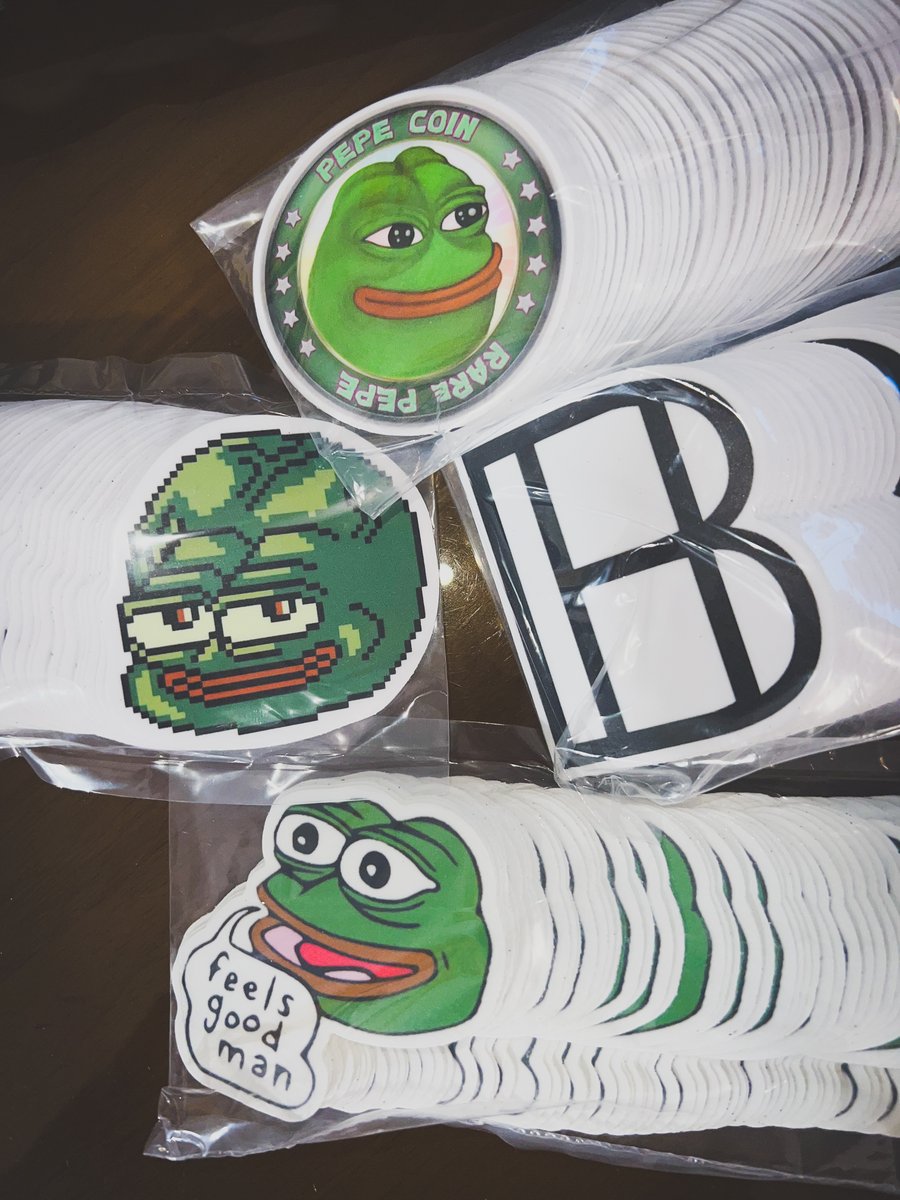 Giveaway Time - Spaces Edition! I love stickers. Many of us do. Show your love for @pepecoins and @getbasedai with this 4 sticker pack (1 of each). More designs are being created/printed now 👀 To enter: like and RT this post, and follow @pepecoins, @getbasedai,