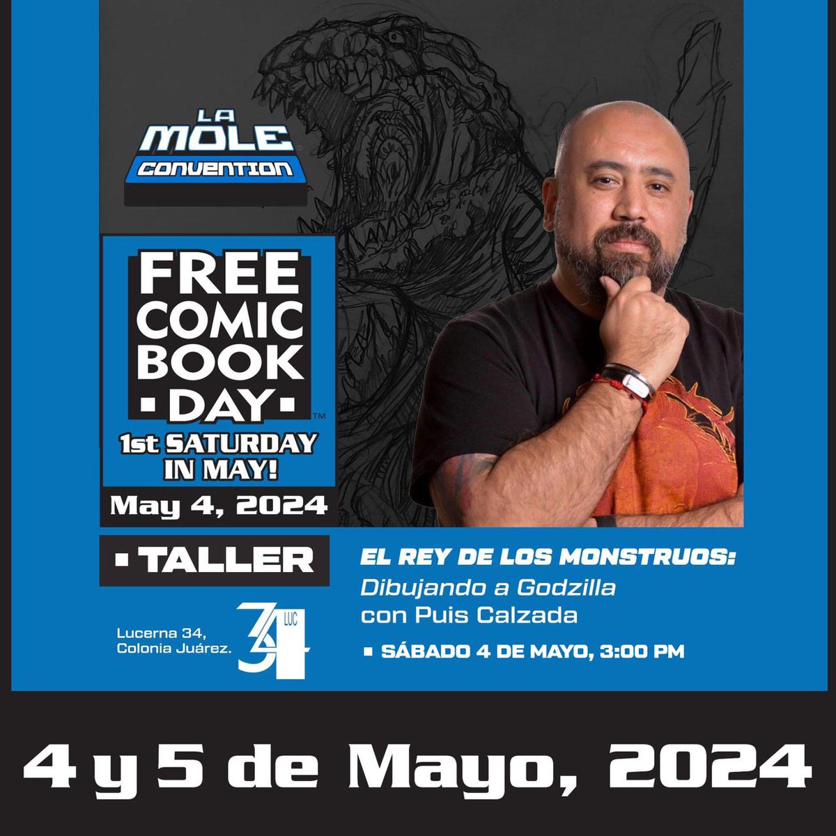 🤘 ¡Taller de dibujo gratuito con @PuisCalzada! ✏️ Sábado 4 de mayo, 3 pm (segundo turno). CUPO LIMITADO. 🎟️ Pide tu entrada gratis para el #FreeComicBookDay de #LaMoleConvention en registro-fcbd-la-mole.boletia.com. #FCBD2024 #FCBDLaMole