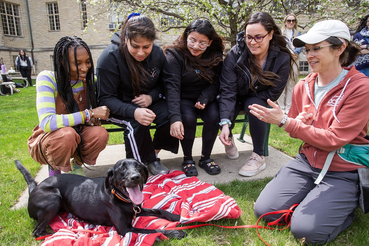 We had a special Earth Day visitor– Laura Holder from Conservation Dogs Collective and her lab Betty White, who demonstrated her training in sniffing out endangered and invasive species #IamMountMary #EarthDay2024