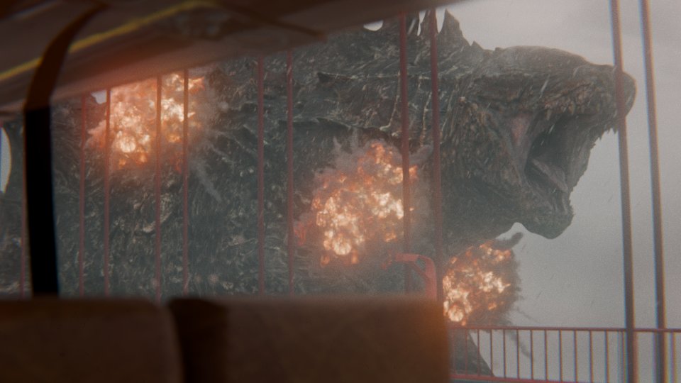 I updated the render already. I looked back at the old one, and I didn't like it lol More explosions, better pose, camera angle, and textures within the bus. Godzilla Model: @Bragus5659