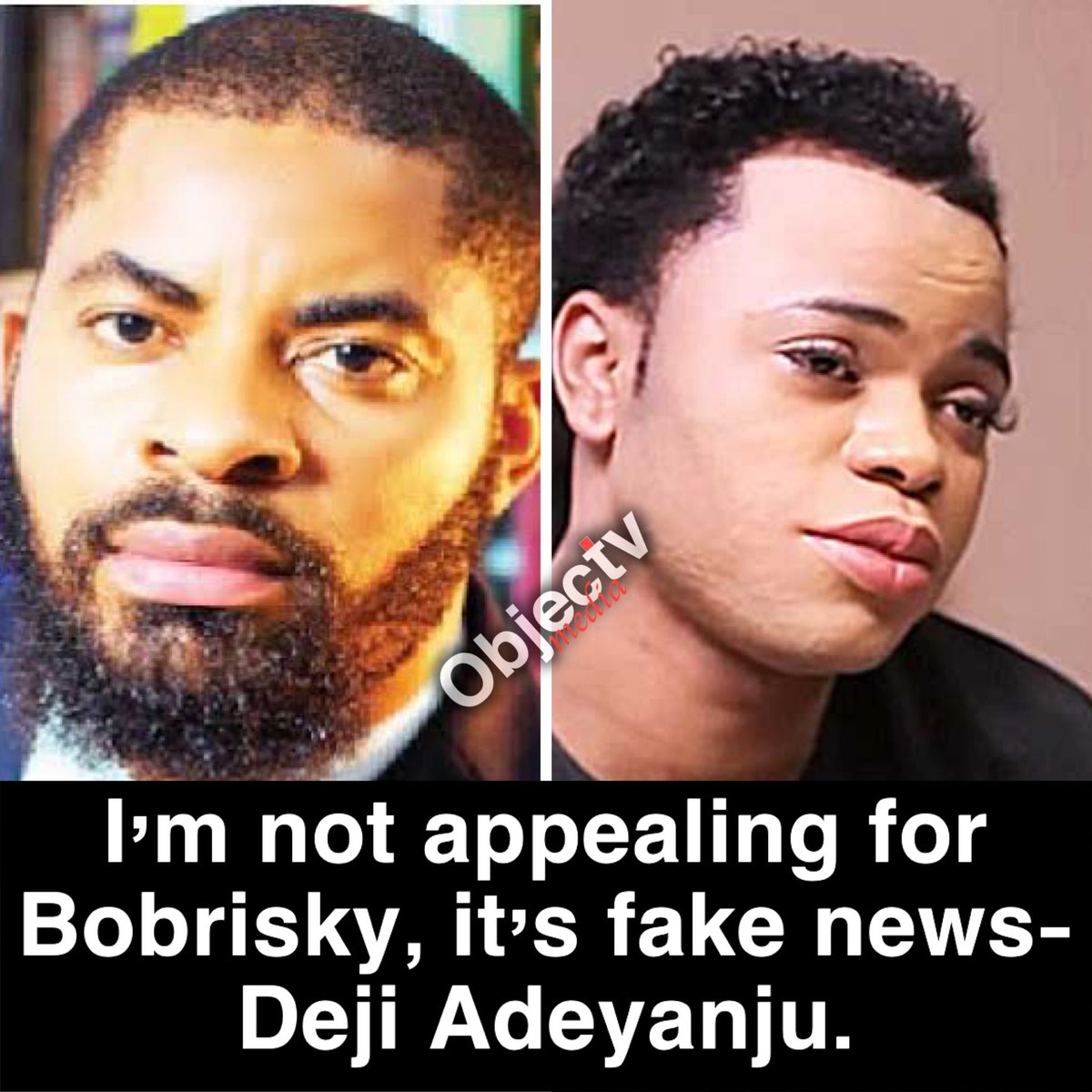 Contacted by Objectv Media this evening to confirm the trending reports that he’s appealing Bobrisky’s conviction, Deji Adeyanju said it’s “fake news”. The activist and lawyer said “I am not representing ’Bobrisky’ on his appeal”. Probed further if he knows the lawyer on the