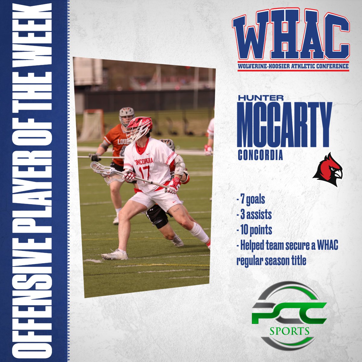 WHACAthletics's tweet photo. Congratulations to our final Men's Lacrosse Players of the Week for the 2024 season! https://t.co/sY4fUQUnp4