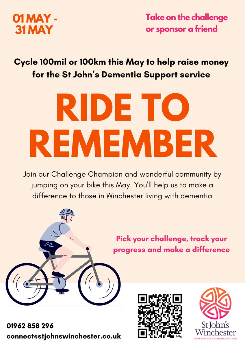 Local cyclist Mark McLaren has early onset dementia and is asking fellow cyclists in the community to join him this May in 'Ride to Remember' a 100 mile or km cycling challenge to raise vital funds for Dementia Support. Find out more and sign up here: …nchester-ride-to-remember.raisely.com