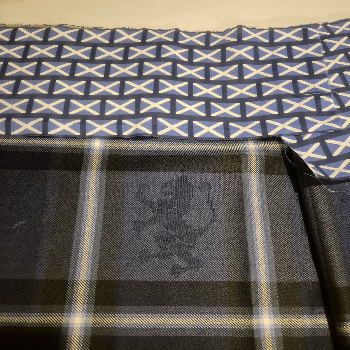 Working on a saltire kilt for the Euros. Looking food so far. #albagubrath