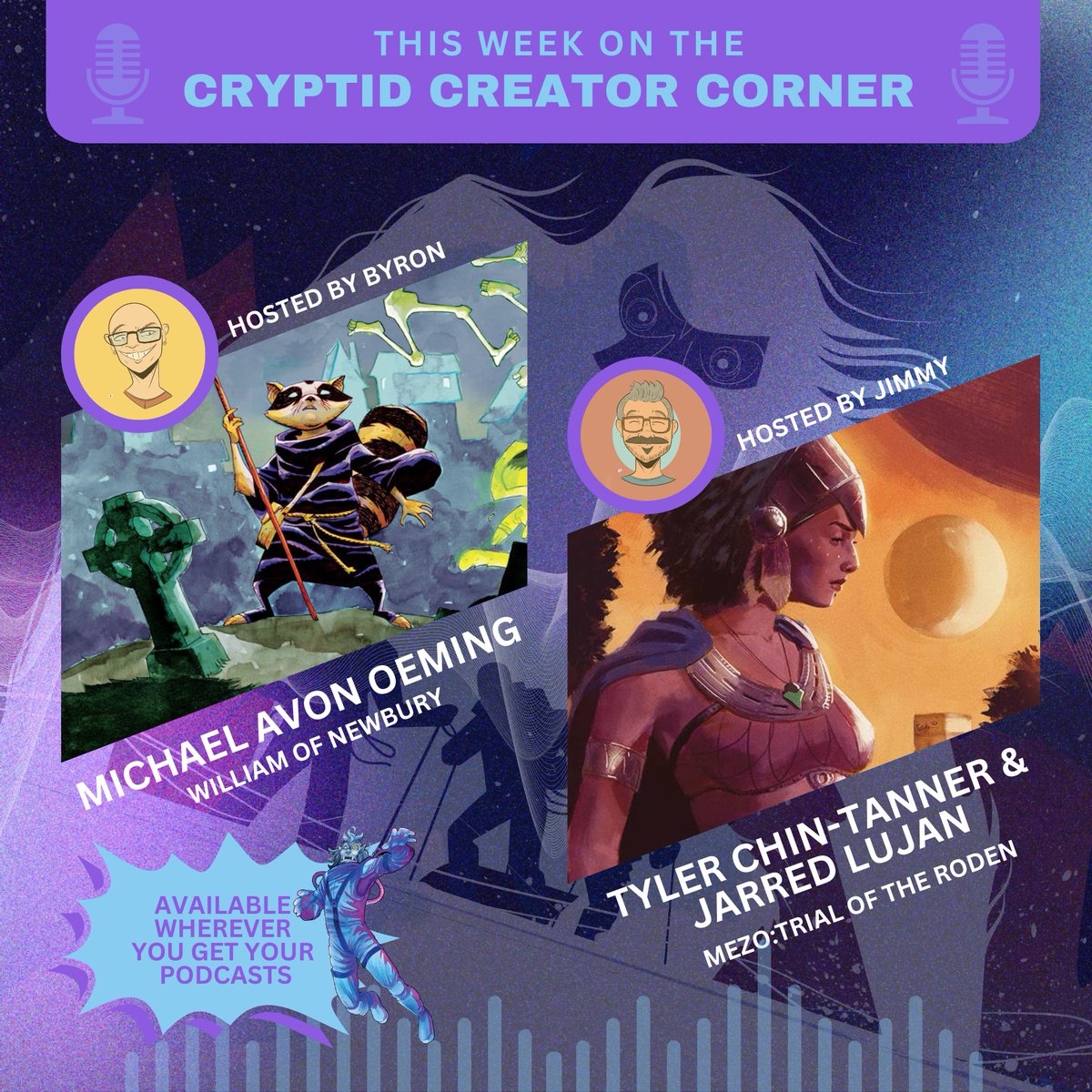 This week on The Cryptid Creator Corner podcast @TylerChinTanner @jarredlujan and @Oeming visit the show to talk about their new projects. Available at cryptidcreatorcorner.com or wherever you get your podcasts.