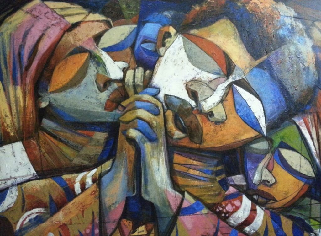 Fervent Prayer by Gbenga Offo (Nigeria, 1957–),
#DivinityArrived #soulfulart #artandfaith #apaintingeveryday
#LoveCameDown #betweenstories #KyrieEleison #goodfriday #easter #resurrection #emmaus #theappearancesofjesus #prayer
Info from onsmocontemporaryart. com in comments. 1/4
