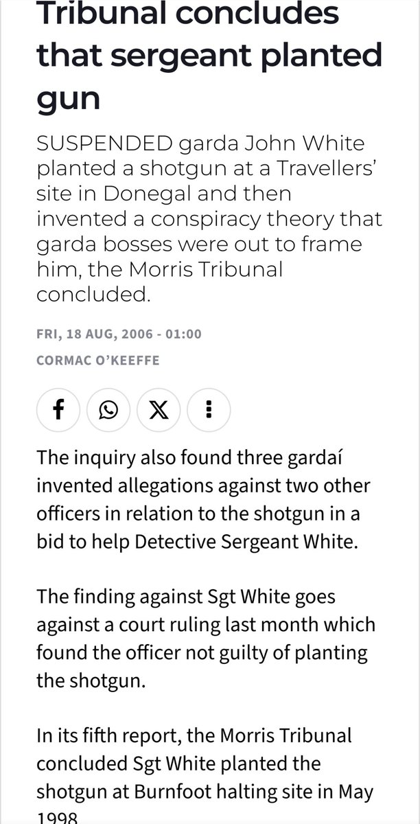 Reminds me of when D/Gda John White from Blanchardstown Garda Station took a really old shotgun & planned it in a traveller's caravan in order to frame someone. 

#GardaCorruption 
#CriminalCops 
#HowIrelandWorks🇮🇪
irishexaminer.com/news/arid-2001…