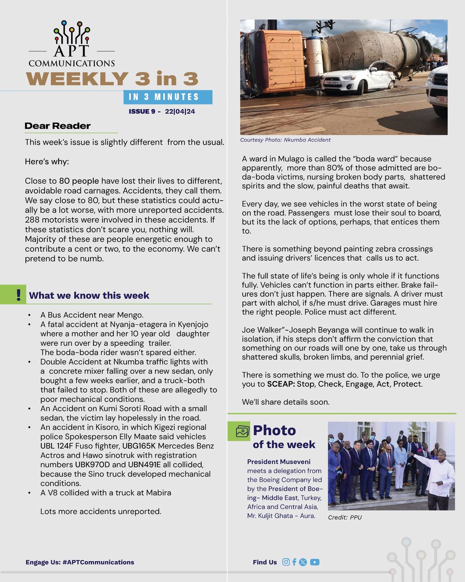 Issue 9 of the weekly 3in3 insights is a call to action, to reduce and stop the (avoidable) road carnages. Are we numb to these statistics? @Akeda4