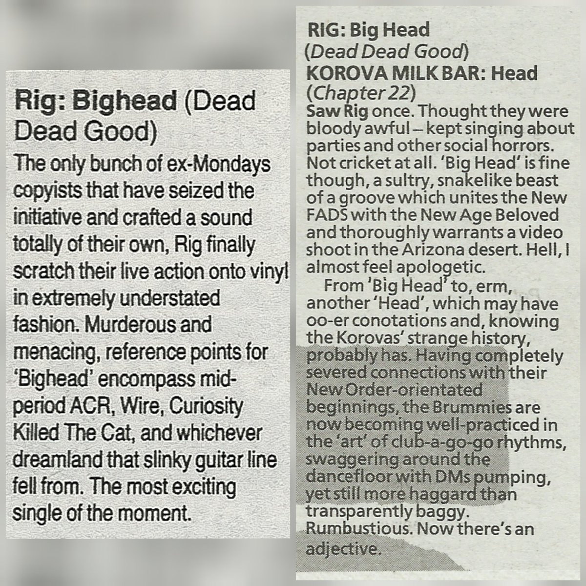 Rigband_'s tweet photo. Thirty three years ago today our new record 'Big Head' was the most exciting single of the moment.
Now remastered and available on all major streaming platforms

https://t.co/1VwWPWsET6

#OTD #Manchester #ManchesterMusic #Rig https://t.co/yWumtiHPg7