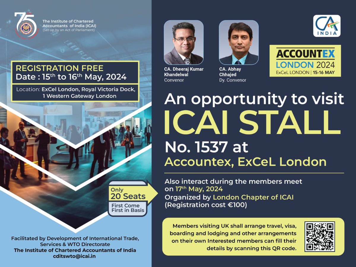 Calling all accounting professionals in outsourcing : Explore the latest trends on UK Accouting outsourcing during “Accountex” , ICAI also participating with its Stall No. 1537, Accountex, ExCeL London 2024, May 15th-16th! Registration is free - save your spot! Plus, enhance