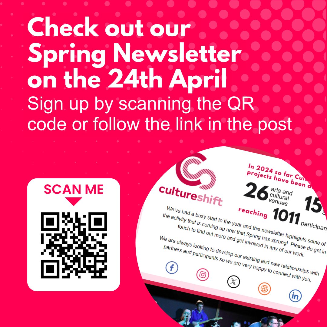 Our Spring newsletter  goes live on Wednesday 24th April! 

Look forward to reading about:

- Delta 7's 10th birthday celebrations  
- Carers O Clock dates for 2024 
- Our Songs Our Stories
-Our work supporting young carers

Sign up by following this link: cultureshift.org.uk/join-our-maili…