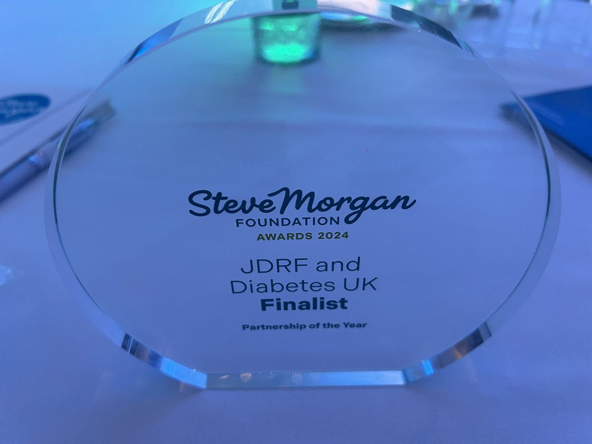 Delighted that @JDRFUK and @DiabetesUK have been recognised in the @stevemorganfdn #SMFAwards24 as a finalist in “Partnership of the Year” category for the #type1diabetesgrandchallenge This is all made possible thanks to the foundation’s generosity in investing in #t1d research