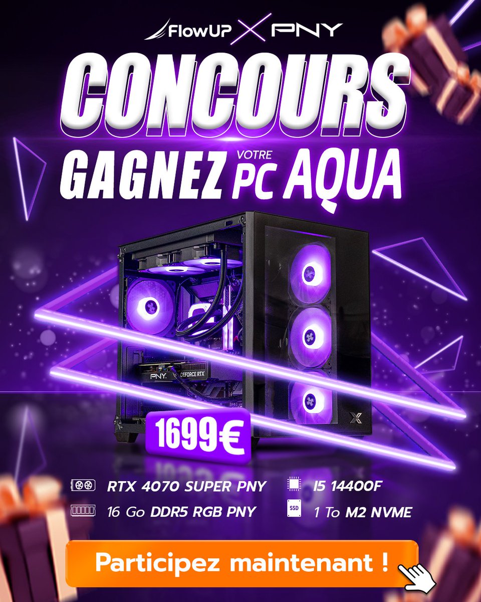 Andilex (@andilexfn) on Twitter photo 🎁CONCOURS🎁
Les amis de chez FlowUP vous régalent en vous offrant un PC de folie 🔥
Pour participer :
✅Follow <a href="/FlowUPofficiel/">FlowUP | à 3 clics de ton futur PC ! 🫵</a> & <a href="/PNYFrance/">PNY France</a>
♥️ Like ce tweet
🔁Retweet le
🙋♂️Mentionne 2 amis
🍀TAS : 06/05 17h30🍀
Bonne chance à tous! 😀 🎁CONCOURS🎁
Les amis de chez FlowUP vous régalent en vous offrant un PC de folie 🔥
Pour participer :
✅Follow <a href="/FlowUPofficiel/">FlowUP | à 3 clics de ton futur PC ! 🫵</a> & <a href="/PNYFrance/">PNY France</a>
♥️ Like ce tweet
🔁Retweet le
🙋♂️Mentionne 2 amis
🍀TAS : 06/05 17h30🍀
Bonne chance à tous! 😀