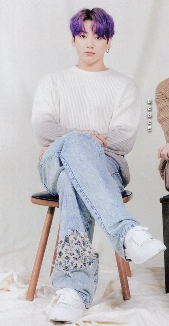 the floral detail of his jeans ;;;; light denim 🌸 on it ;;;;