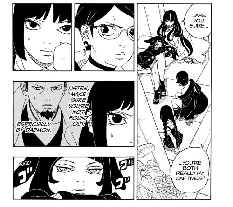 anim3up's tweet photo. Meanwhile here’s Pinky’s ACTUAL offspring: 

1. Can’t take out Fodder Ninja grimes 

2. Knocked knees around Boruto-kun; damsel &amp; ship bait 

3. Almost blew their cover until Sumire saved them …. Again! 

4. Horrible outfit. Is she tryna seduce Shikamaru or?.. (Pedo Mangaka) https://t.co/KgHW1HEwaA