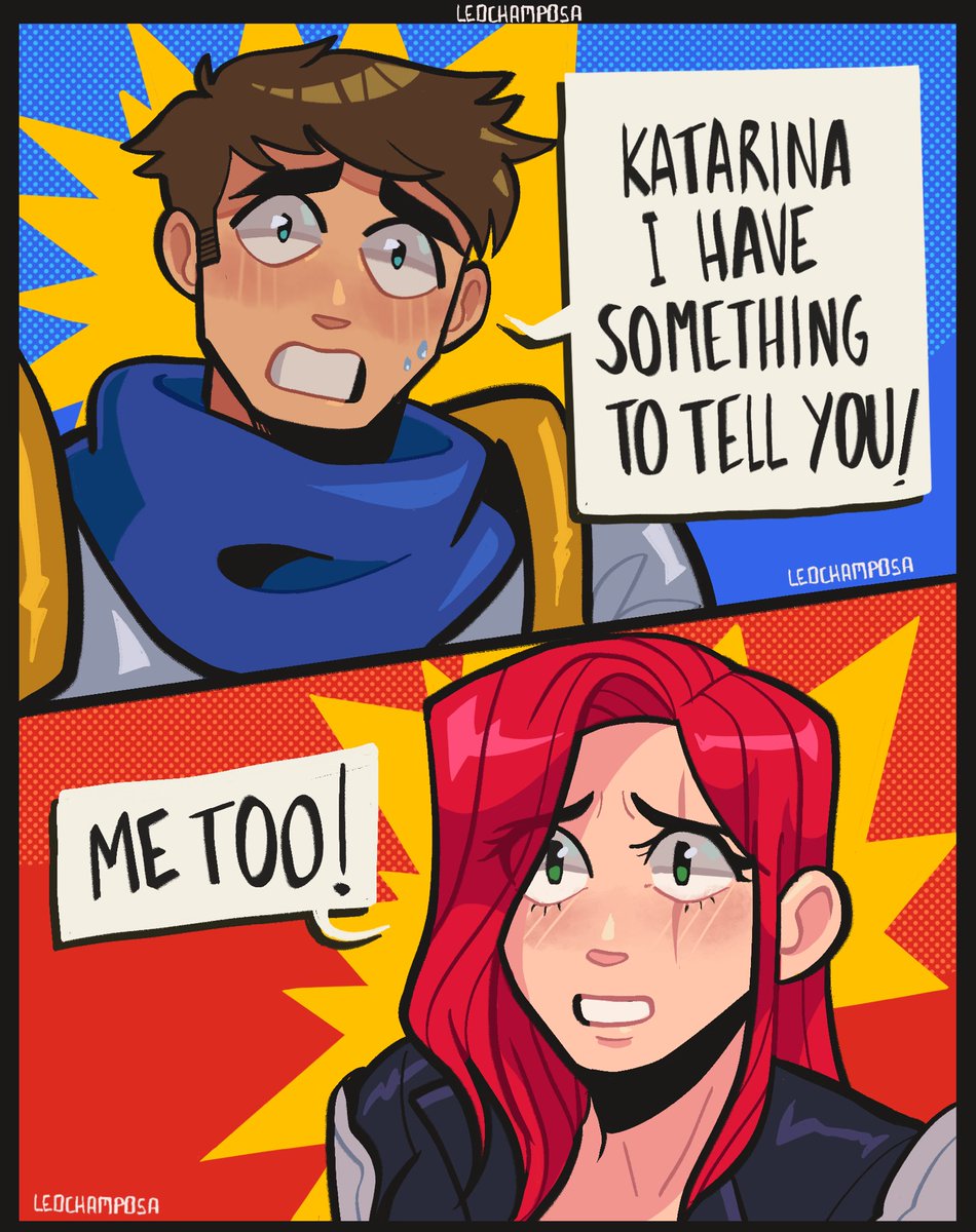 leochamposa's tweet photo. SPOILER WARNING!!!!👺👺👺

Just a silly couple 🥹 

#creadoresdelollatam #garen #katarina https://t.co/ixXqcrWimQ