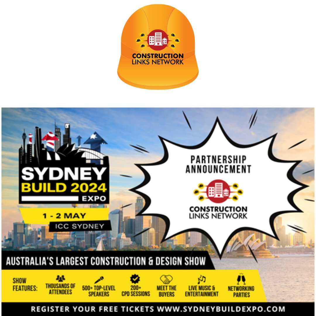 🏗️ Get ready for Australia’s largest construction event - Sydney Build Expo on May 1 - 2. Construction Links Network is thrilled to be a media partner for this event and we invite you to meet next month for unmatched networking, groundbreaking sessions and more. Don’t miss out -