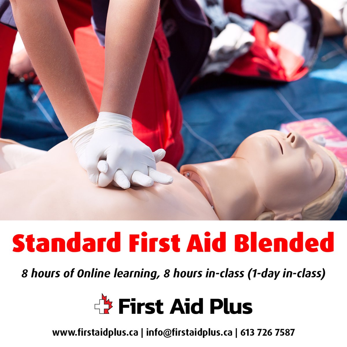 Join First Aid Plus for the ultimate blend of online convenience and hands-on learning! Master Standard First Aid with our innovative approach. Enroll now at firstaidplus.ca. Don't miss out! #FirstAidTraining #BlendedLearning #StandardFirstAid #OttawaTraining