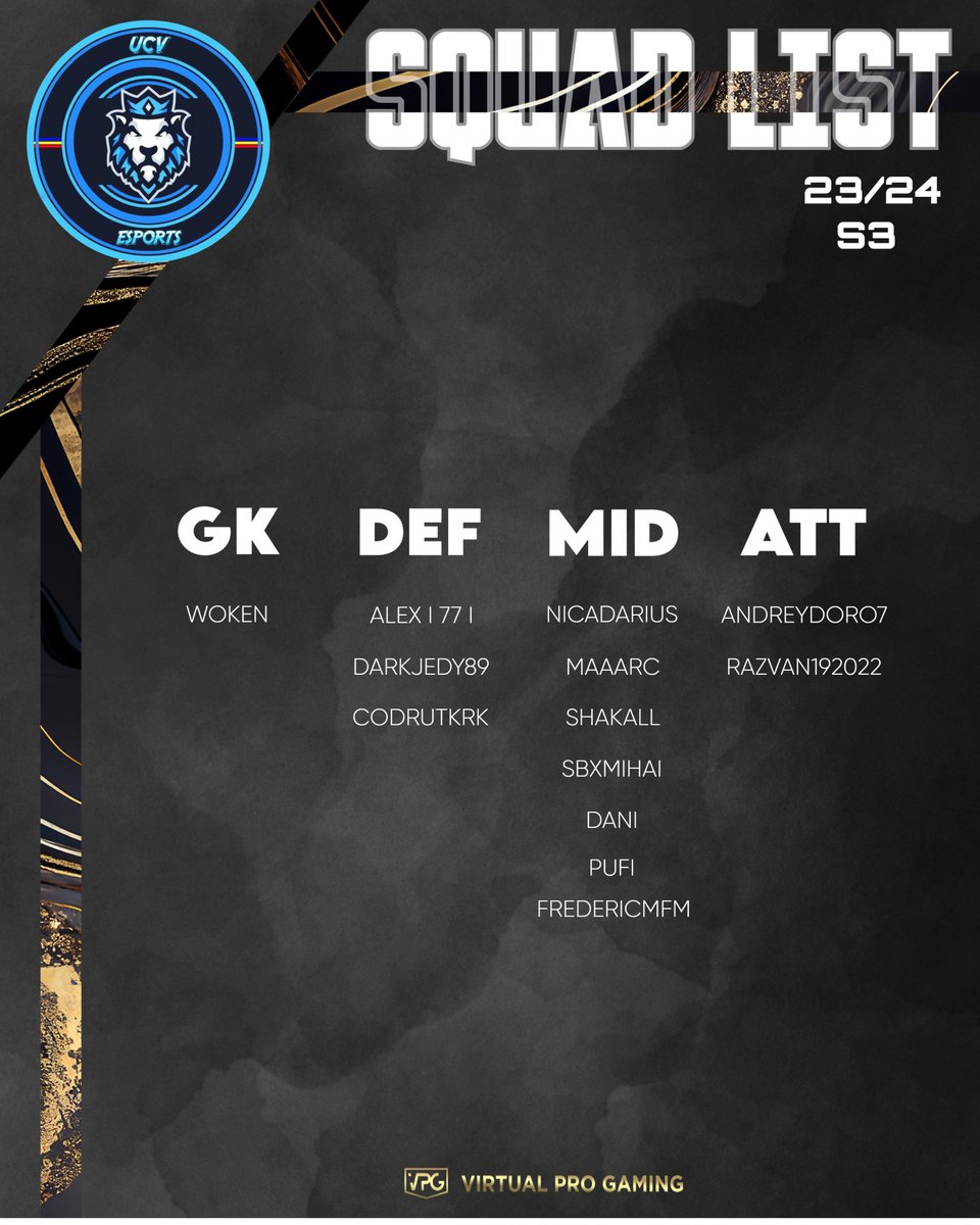 ucvesportsxb's tweet photo. 🔵Official announcement⚪️

2023/2024 Season #3

We are proud to announce the roster for the upcoming season!

🏆@OfficialVPG @VPGEurope https://t.co/5QHFtU4PFq
