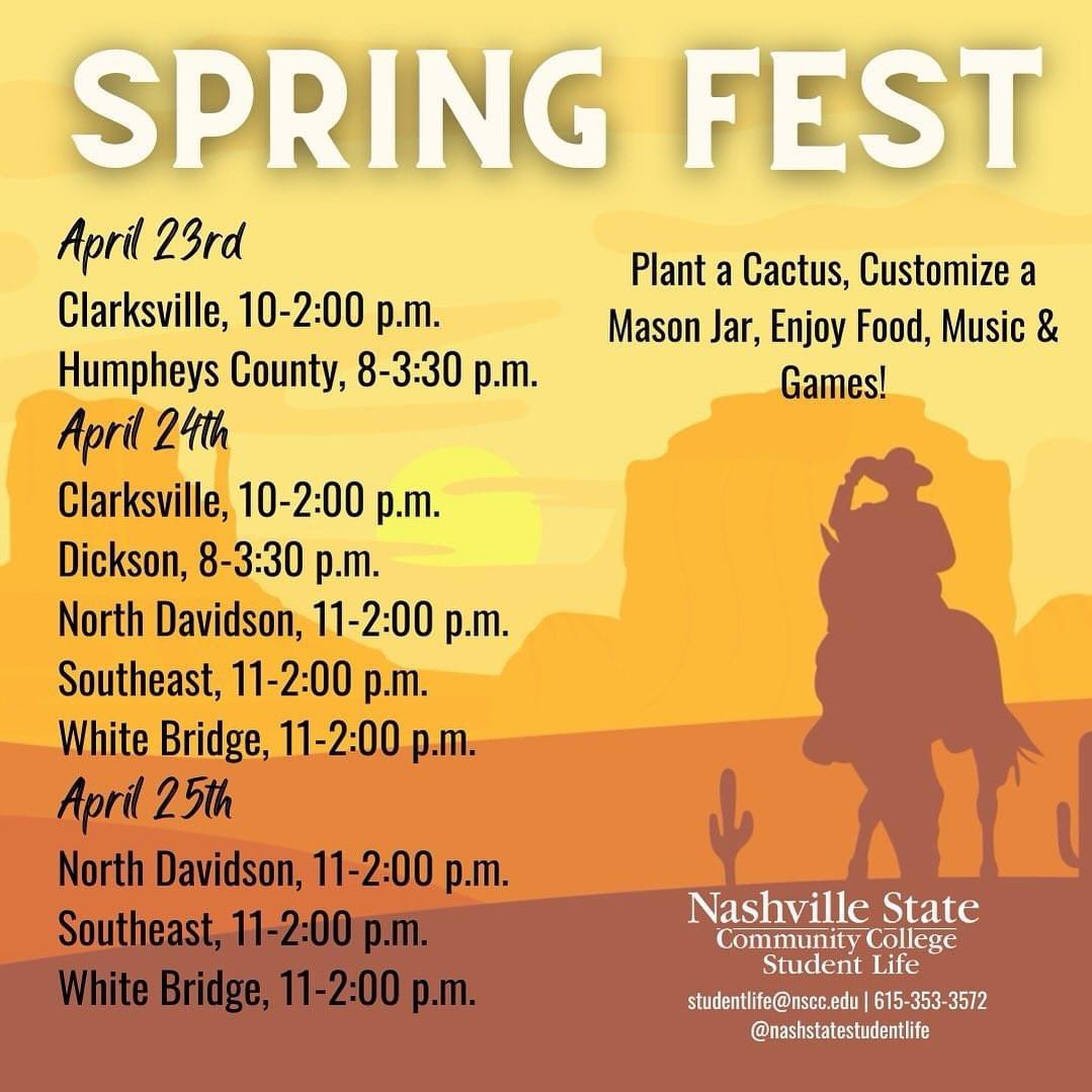 Spring Fest this week! #NashvilleState #SpringFest2024 #StudentLife