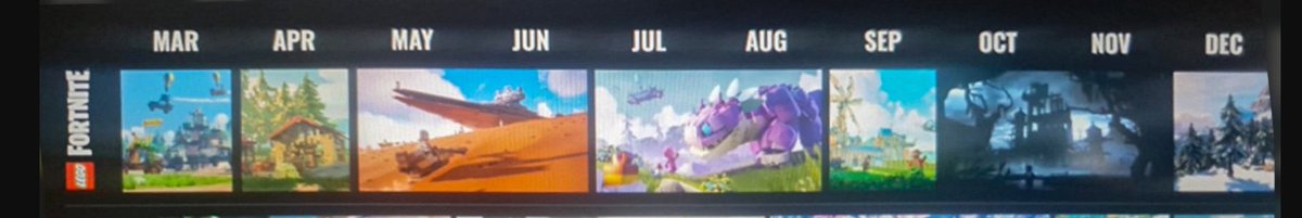 LEGO Fortnite content this year :
- Farm update (29.30)
- Star Wars collab (29.40 I think, might be encrypted in 29.30)
- Klombo update
- Fortnitemares update
- Snow biome update?
(Not sure exactly what the September one is meant to be (I might be stupid))