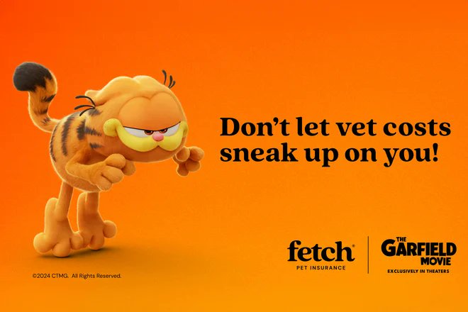 Garfield gets Fetch Pet Insurance in campaign tied to new movie: tinyurl.com/yj923td3