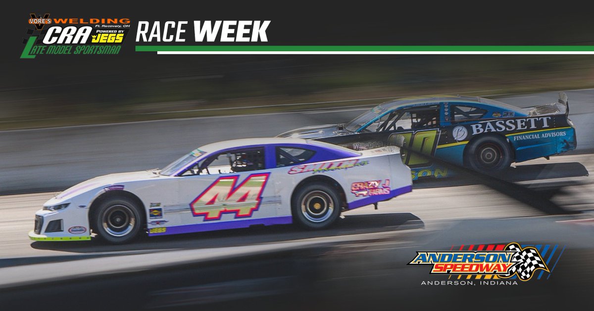 .@AndersonSpeedwy, get ready! It's race week for the Spring Fling 75 featuring the Vore's Welding CRA Late Model Sportsman and CRA Street Stocks Powered by JEGS! #CRARacing | CRA-Racing.com