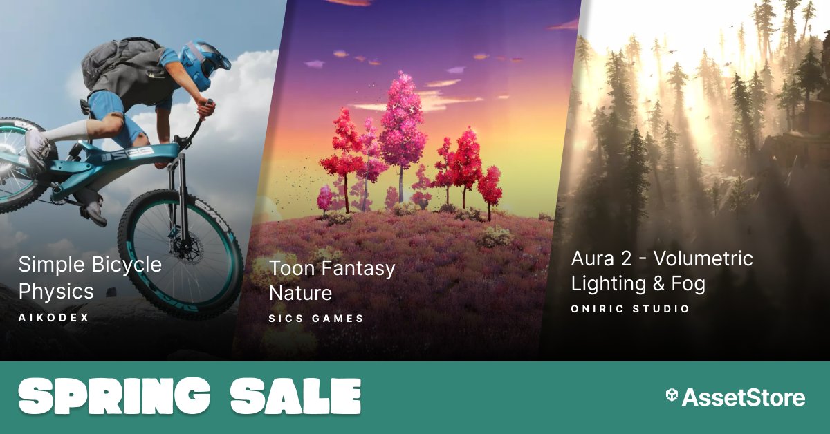 Check out some 💎 hidden gems 💎 of this sale: 🚴‍♂️ Simple Bicycle Physics: on.unity.com/3W5eeU0 ⛰️ Toon Fantasy Nature: on.unity.com/4aK9yHH 🌲 Aura 2: on.unity.com/44cdRcr