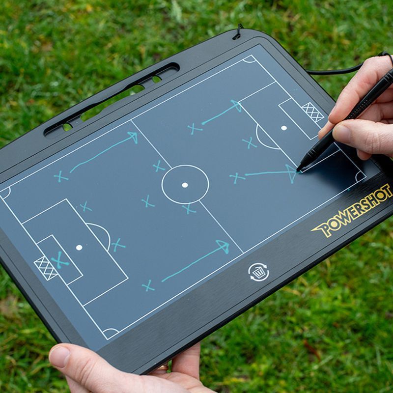 First up is the Ink Free Tactical Tablet. Easily map out your tactics with the supplied stylus, lock the screen to keep in place then easily delete. Quality innovation!! buff.ly/4d9MUdu #Powershot #NewProduct #GrassrootsFootball