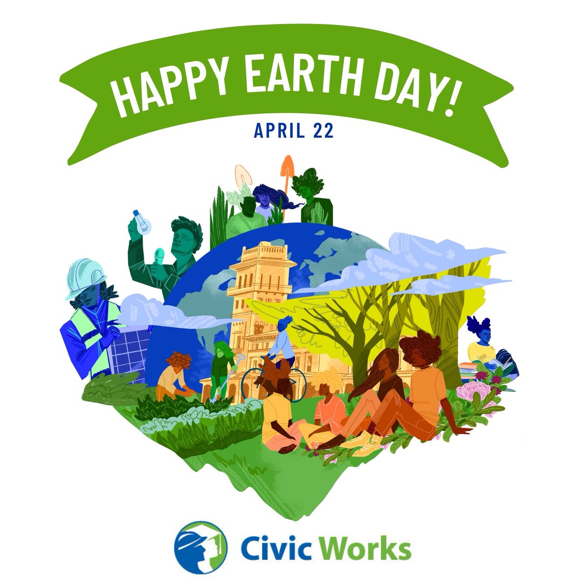 Happy Earth Day from all of us at Civic Works! 🌎🎉 Find out how you can wield the power to celebrate, nurture, and uplift our planet today and every day. Learn more about ways you can honor Earth Day at our Linktree below! 🌱 linktr.ee/civicworks