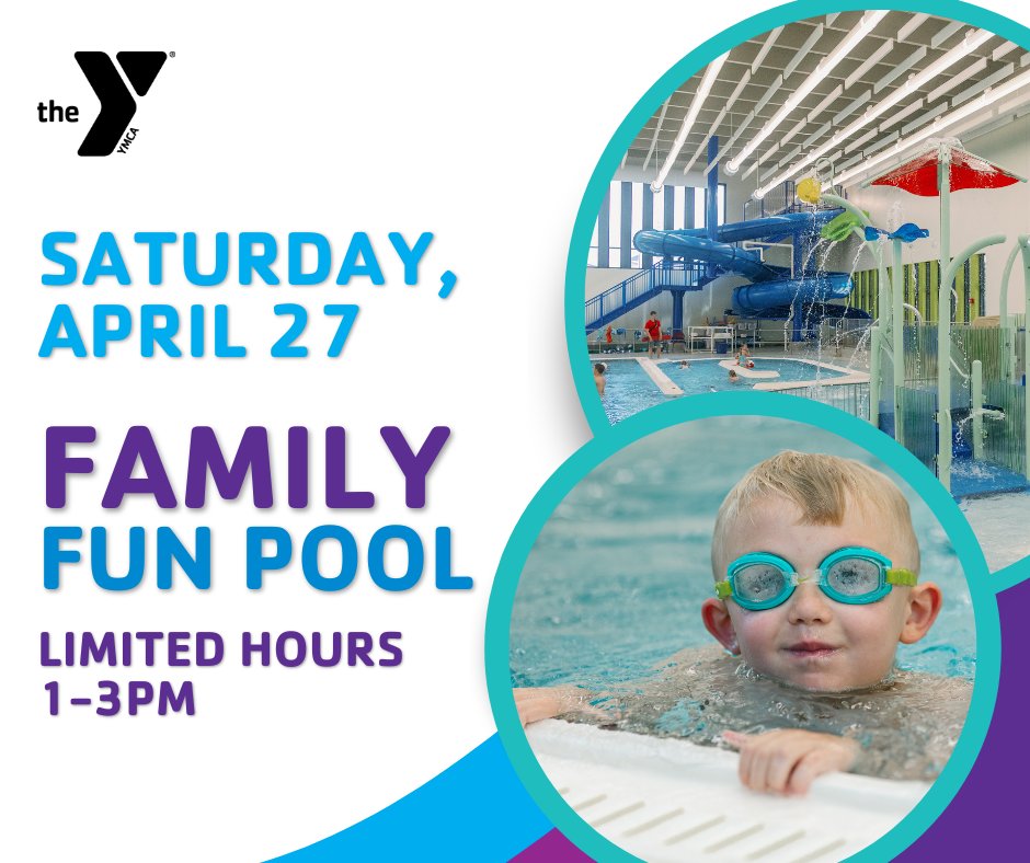 ymcaatacrc's tweet image. Saturday, April 27 our Family Fun Pool will have limited hours due to a majority of our Lifeguards attending Prom. The pool will only be open 1-3pm. 

 #FamilyFunPool #LimitedHours #PoolHours #SaturdaySwim #PoolTime #WeekendSwim #PoolFun #community #austinmn #ymca #familytime