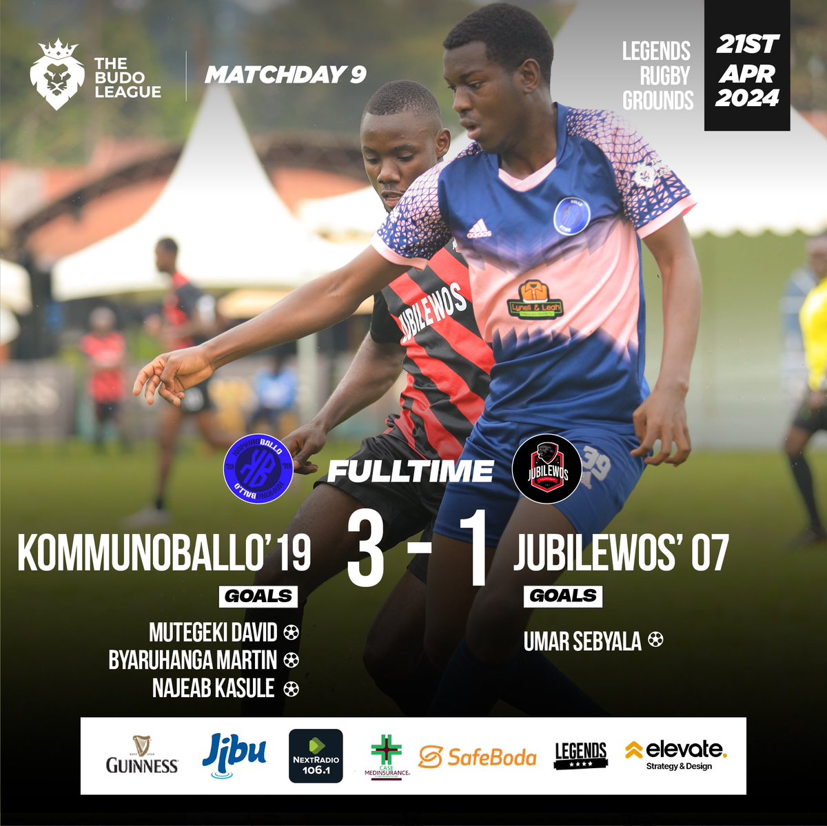 TheBudoLeague's tweet photo. Introducing your #TBL7 match day 9 results 🙌

@KBallo19 registered their 5th win of the season, thanks to goals from Mutegeki David, Byaruhanga Martin &amp; @najeabkasule 👏

#TBL7 https://t.co/OuRrebRffl