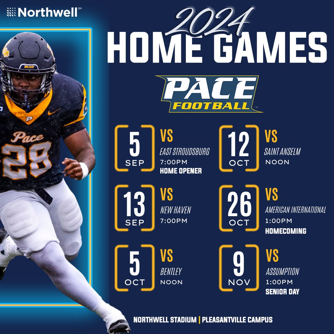 Pace University Football announces 2024 Home Slate!

Full release 👉 shorturl.at/dfKW7