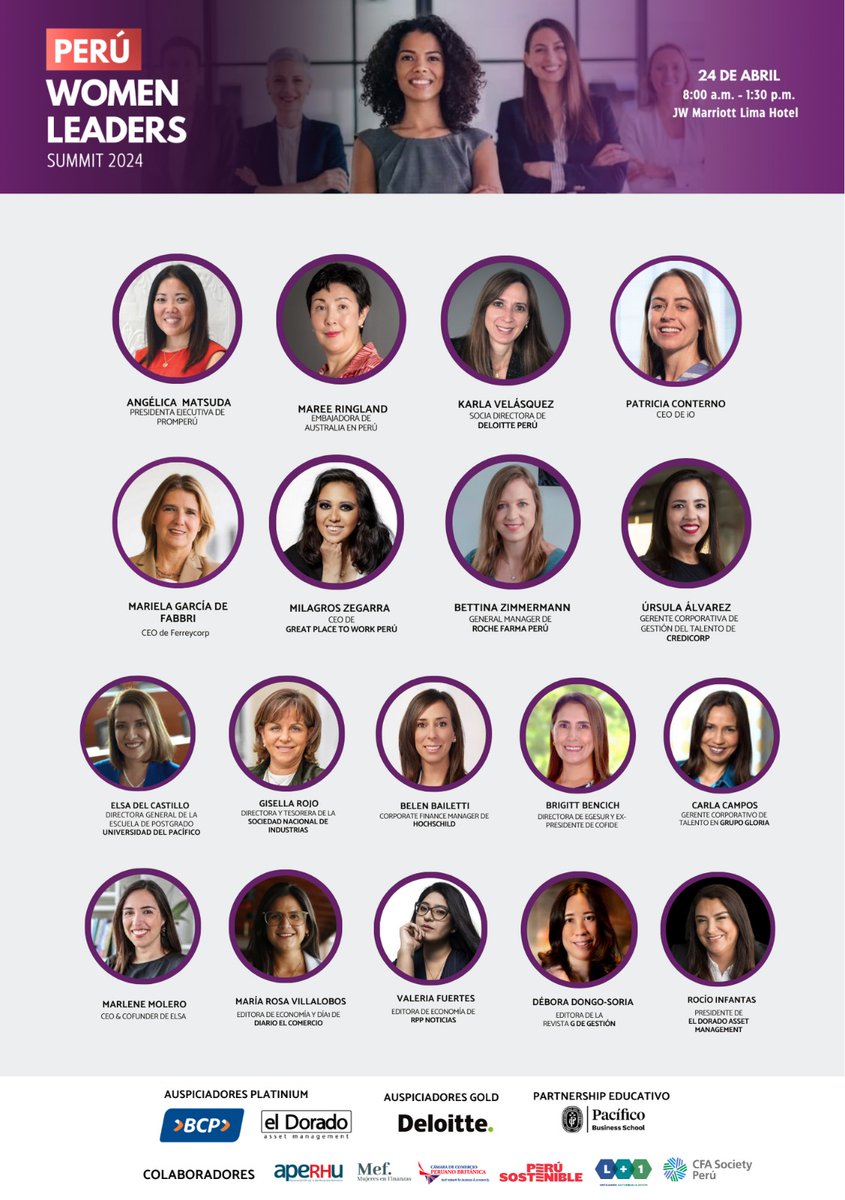 CFASocietyPeru's tweet photo. 🌟 ¡Únete al evento Perú Women Leaders! Summit 2024! 📷 Es un honor invitarlos a ser parte de un evento verdaderamente inspirador y transformador.   

Visita nuestra web: https://t.co/PMHvQRMwqv
Whatsapp: https://t.co/FuwxEb027O 
Correo: eventos2024@eldorado-investments.com https://t.co/ogVOmNuCJI