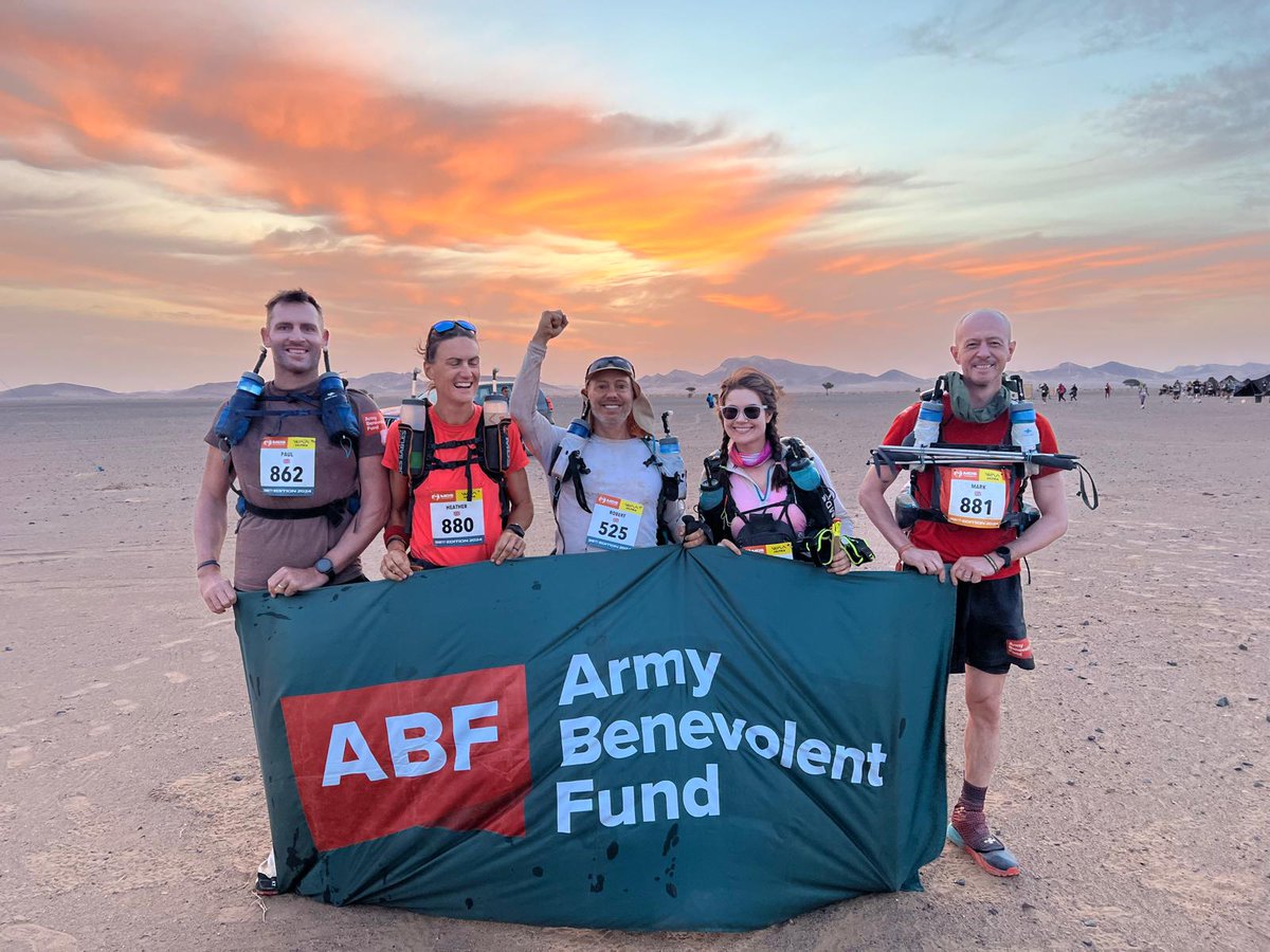 The five-person #RindersRun team took on the 250km Marathon des Sables, running around 50km a day. They have raised over £25,000 for the @ArmyBenFund and the total is still climbing. Read the full story at bit.ly/pf-rinder #VeteransNews #Fundraising @robbierinder