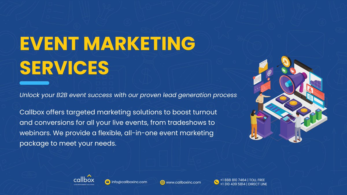 Want a packed event? 

Callbox uses targeted marketing! Supercharge your next event with Callbox & see the difference.

Talk to us:
bit.ly/3vtuHpY

#leadgeneration #eventmarketing #Event #Marketing