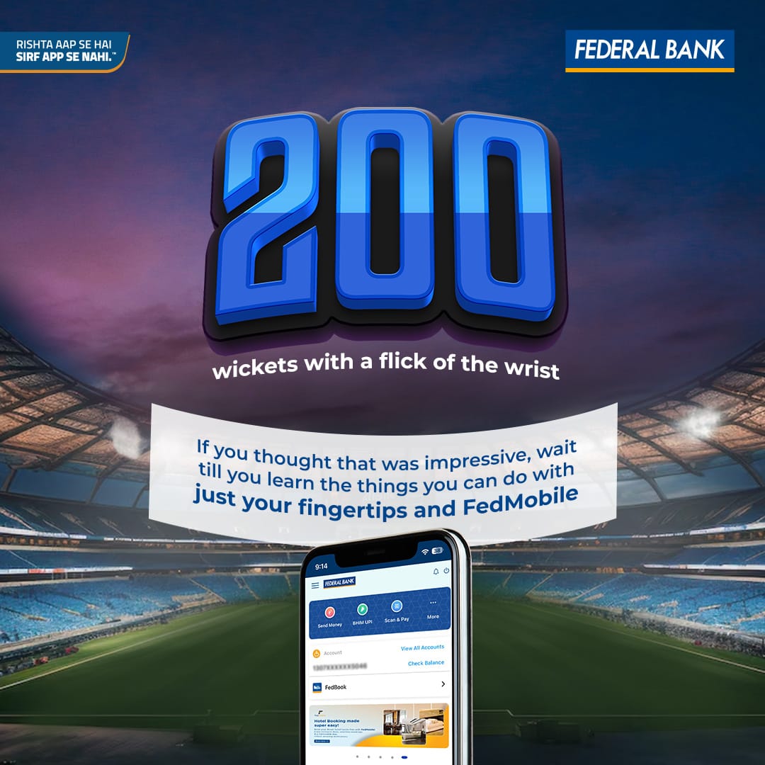 FederalBankLtd's tweet photo. As your perfect banking partner, we've placed an enormously powerful piece of tech at your fingertips, one that's as impressive as the records that are being broken during this IPL.
#FederalBank #IPL2024 #FedMobile https://t.co/KcbFoDpQqQ