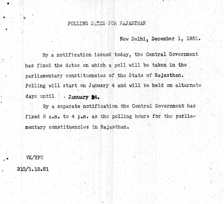 Poojasharma_DB's tweet image. चुनाव का पहला नोटिफिकेशन 
राजस्‍थान में हुए पहले लोकसभा चुनाव के लिए 1 दिसम्बर, 1951 को नोटिफिकेशन जारी हुआ था और 4 जनवरी से 24 जनवरी तक सुबह 8 बजे से शाम 4 बजे तक मतदान का समय रखा गया था।
#pollhistory #rajasthan #Election2024