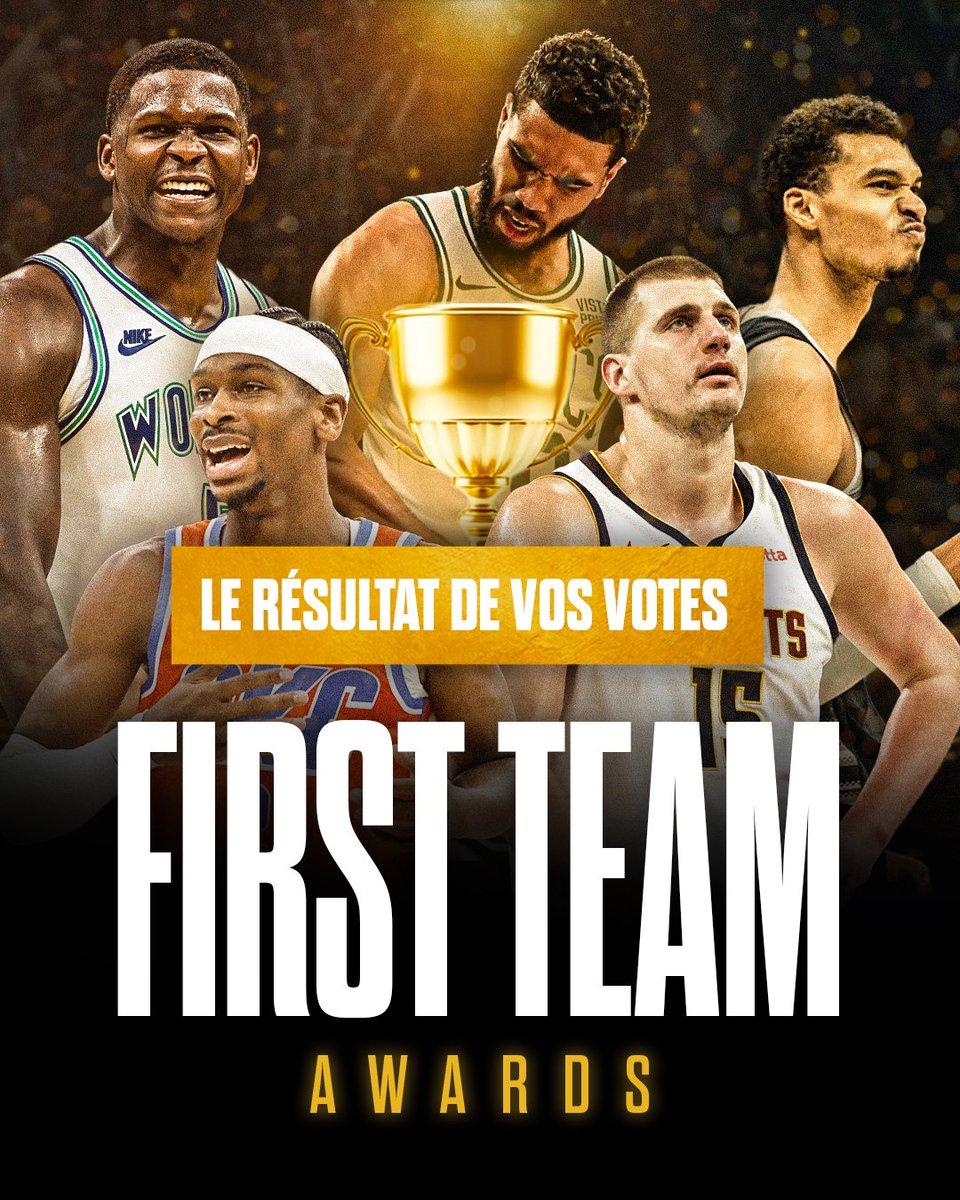 FirstTeam101's tweet image. 𝗙𝗜𝗥𝗦𝗧 𝗧𝗘𝗔𝗠 𝗔𝗪𝗔𝗥𝗗𝗦 : 𝗩𝗢𝗦 𝗩𝗢𝗧𝗘𝗦 🏆

Les résultats de vos votes pour les trophées de fin de saison #NBA 👀

👇 À dérouler