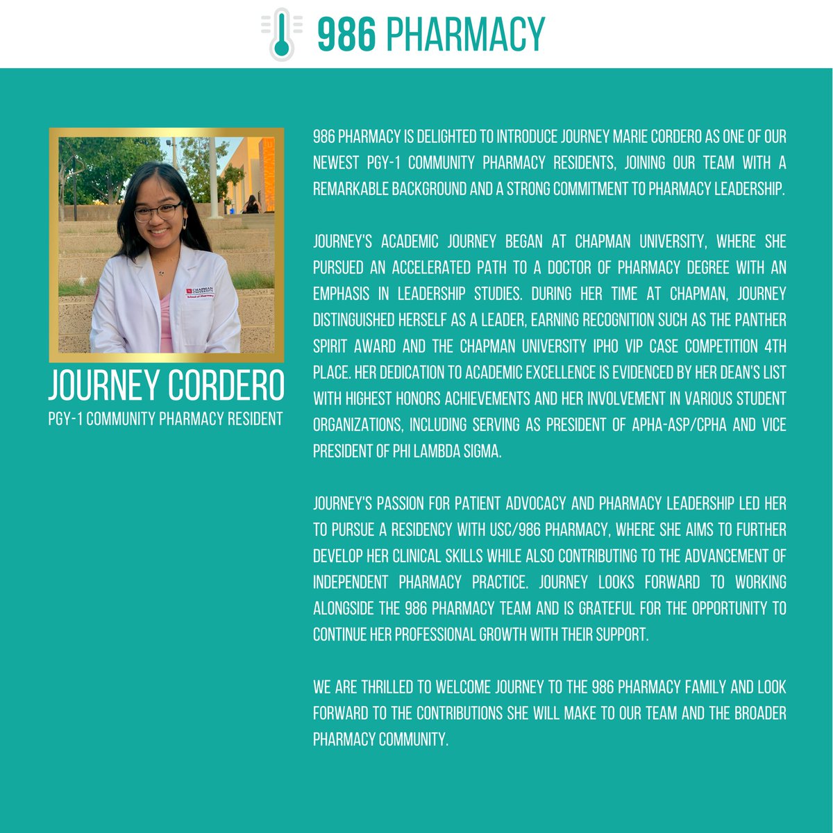 986pharmacy's tweet photo. 🎉 Congratulations to the newest members of our pharmacy team! Welcome to the 986 Pharmacy residency program. Here's to a journey filled with growth, learning, and endless opportunities ahead! 🌟 #NewChapter #PharmacyResidency #986Pharmacy https://t.co/n8mw3X6mtO
