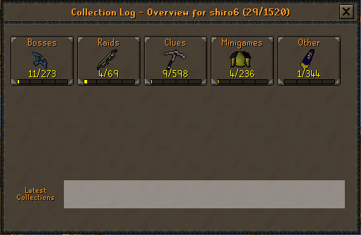 JagexHusky's tweet image. Day 1 Game Jam progress

Gonna post daily updates so I can continue to get feedback on what I'm working on! 

First 3 images are mine, 4th image is what I'm working towards. This would be an optional collection log summary you can choose to open, it won't affect the current flow