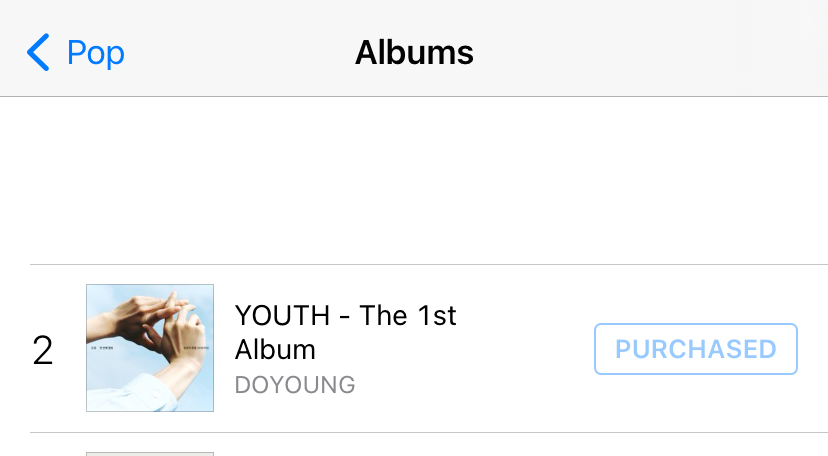 DOYOCHIBRASIL's tweet photo. Nosso orgulho! Youth está em 4º no chart geral e 2º no chart de álbuns pop no iTunes Brasil! Little Light ocupa o 5º no chart de música pop! 

Vamos, Doppus BR, rumo ao #1! Comprem o álbum e música no iTunes!🐰🌊✨

#DOYOUNG_청춘의포말_YOUTH #DOYOUNG #도영 https://t.co/ZSxGpKinop