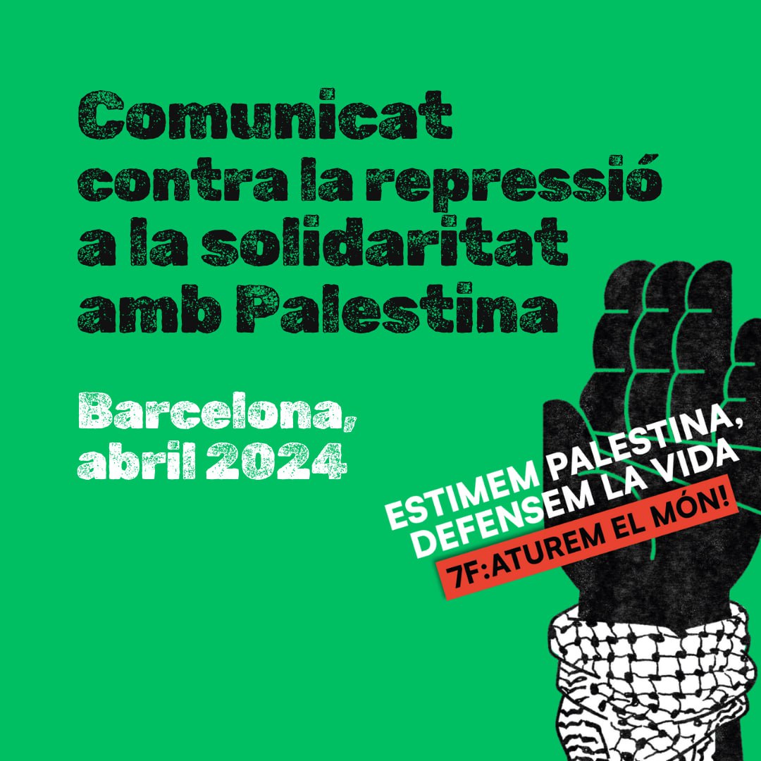 🇵🇸 Feministes de Gràcia ens adherim al Comunicat contra la repressió que s'exerceix a Catalunya vers la solidaritat amb el poble palestí: ja són 28 represaliades. ✊ Us instem a que el vostre col·lectiu, entitat o espai popular també ho facin! 🔗Enllaç al fil #FreePalaestine