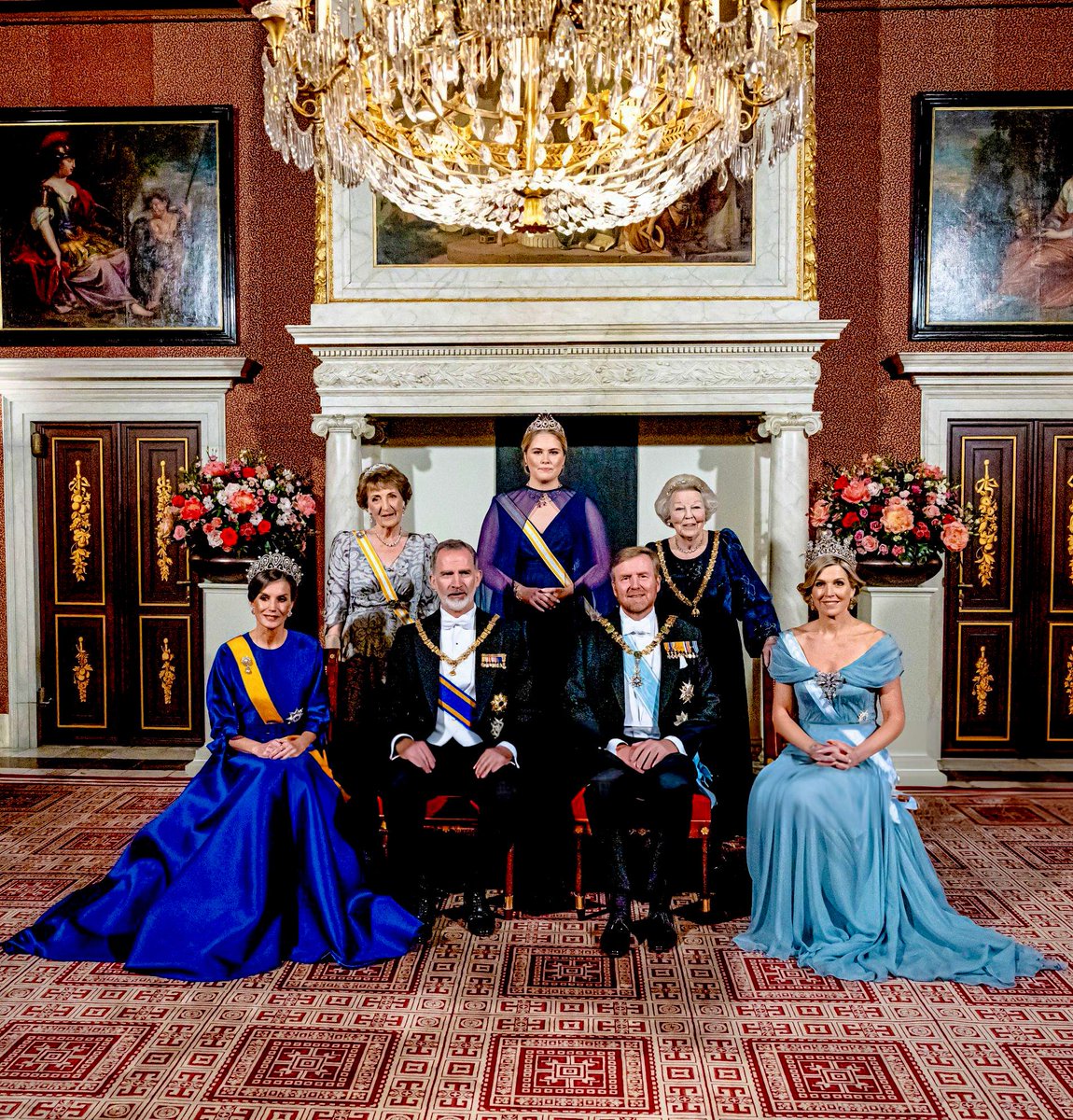 royalchildren_'s tweet photo. #KingWillemAlexander #QueenMaxima #KingFelipe VI #QueenLetizia #PrincessCatharinaAmalia #PrincessBeatrix and #PrincessMargriet attend the official state banquet on the occasion of the Spanish State Visit of King Felipe VI and Queen Letizia, in Amsterdam 🇳🇱🇪🇸 -April 17th 2024. https://t.co/1rGxrTBUAF
