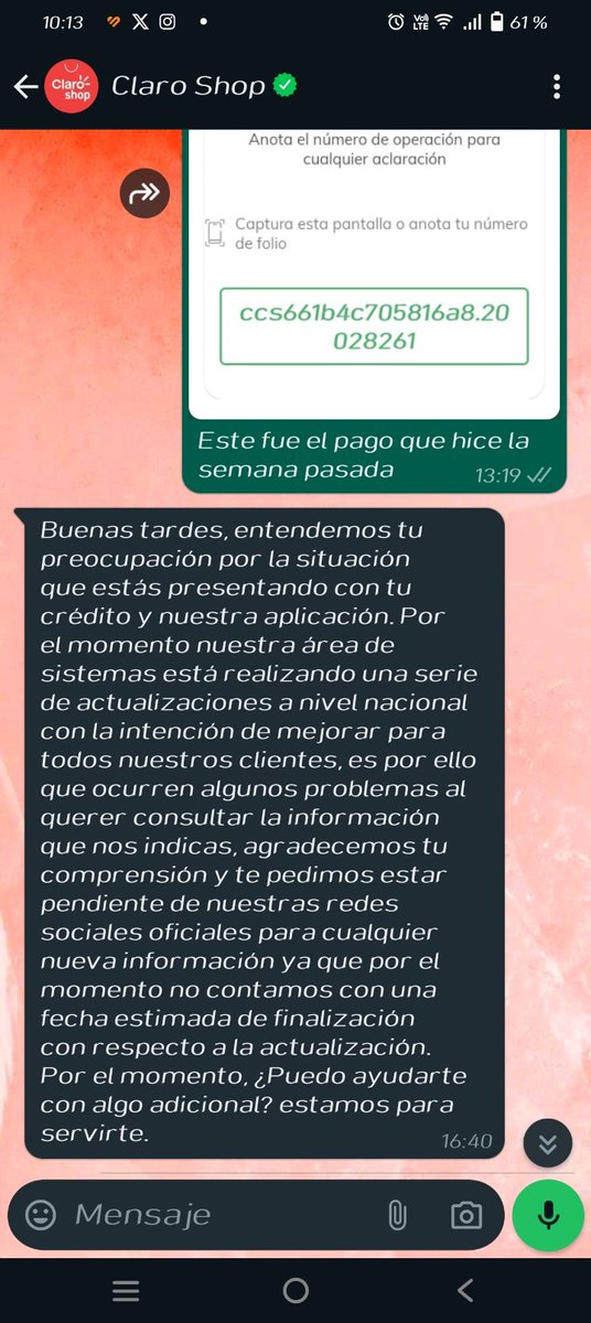 LeviJimenez7's tweet photo. @claroshop_ayuda @claroshop_com La semana pasada hablé con una persona diciendo que tengo un adeudo, ahorita me llamo una contestadora que debo pagar mi crédito antes del 26 de abril, pero estoy al corriente con mis pagos.
¿Pueden ayudarme? https://t.co/uxQXEjZ9Fi